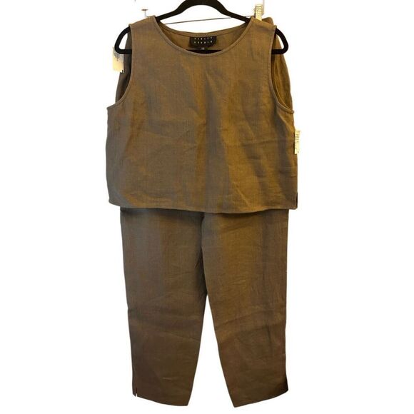 NWT Finity Studio 100%Linen Sleeveless Blouse & Pants set runs like 8 medium - Picture 1 of 16